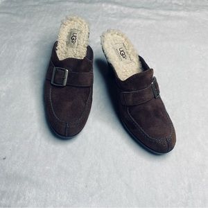UGG Australia Isabella Brown Suede Clogs with 3.25” Heel Women’s Size 7